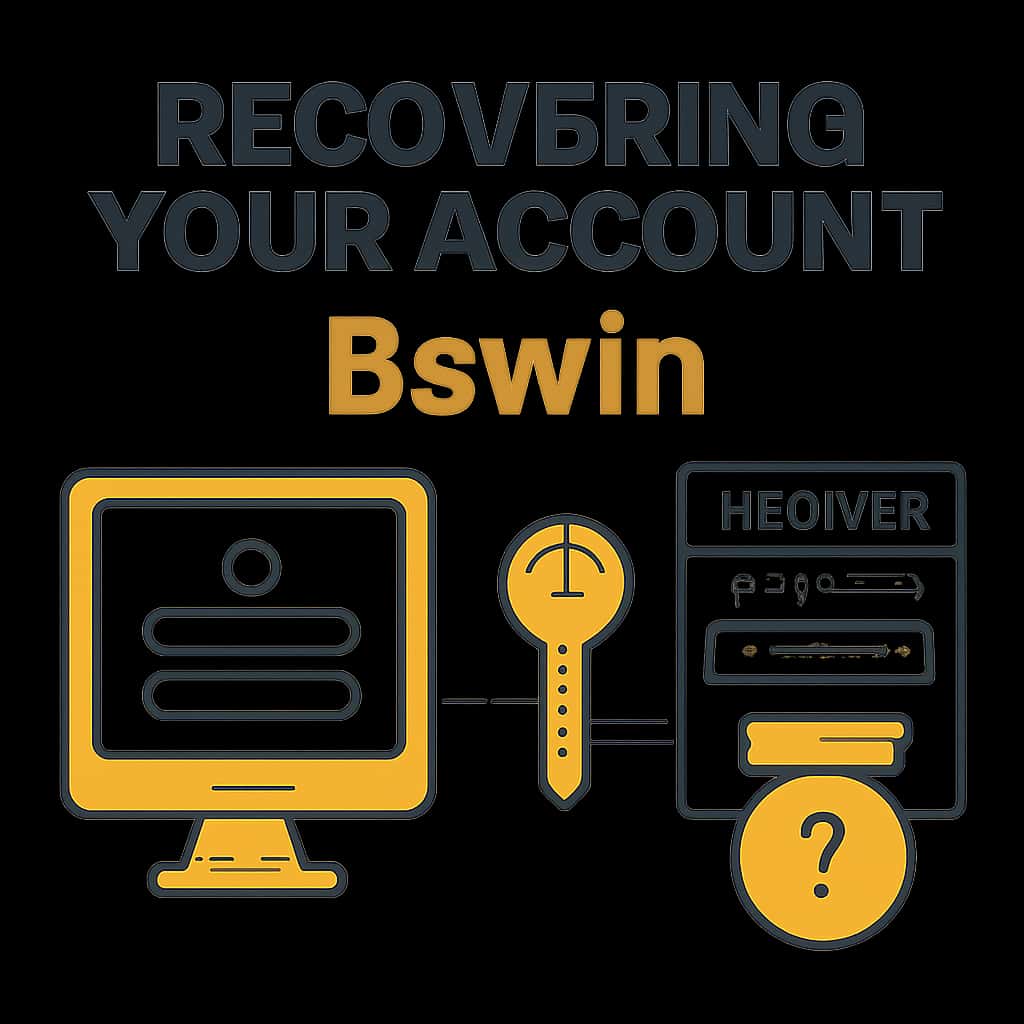 Illustration detailing steps for recovering a Bswin account.