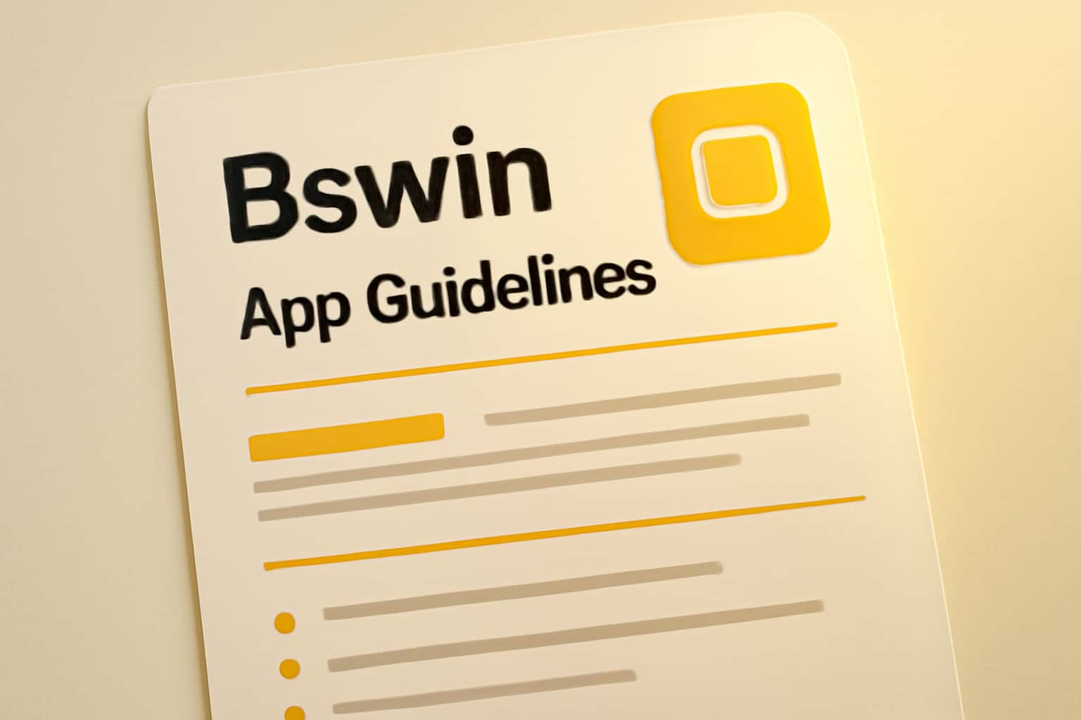 An informational overview of the Bswin App Guidelines with technological elements.