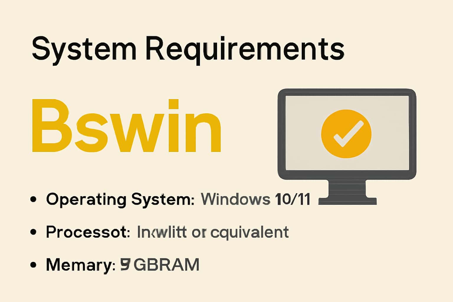 An informative graphic detailing the system requirements for the Bswin App.