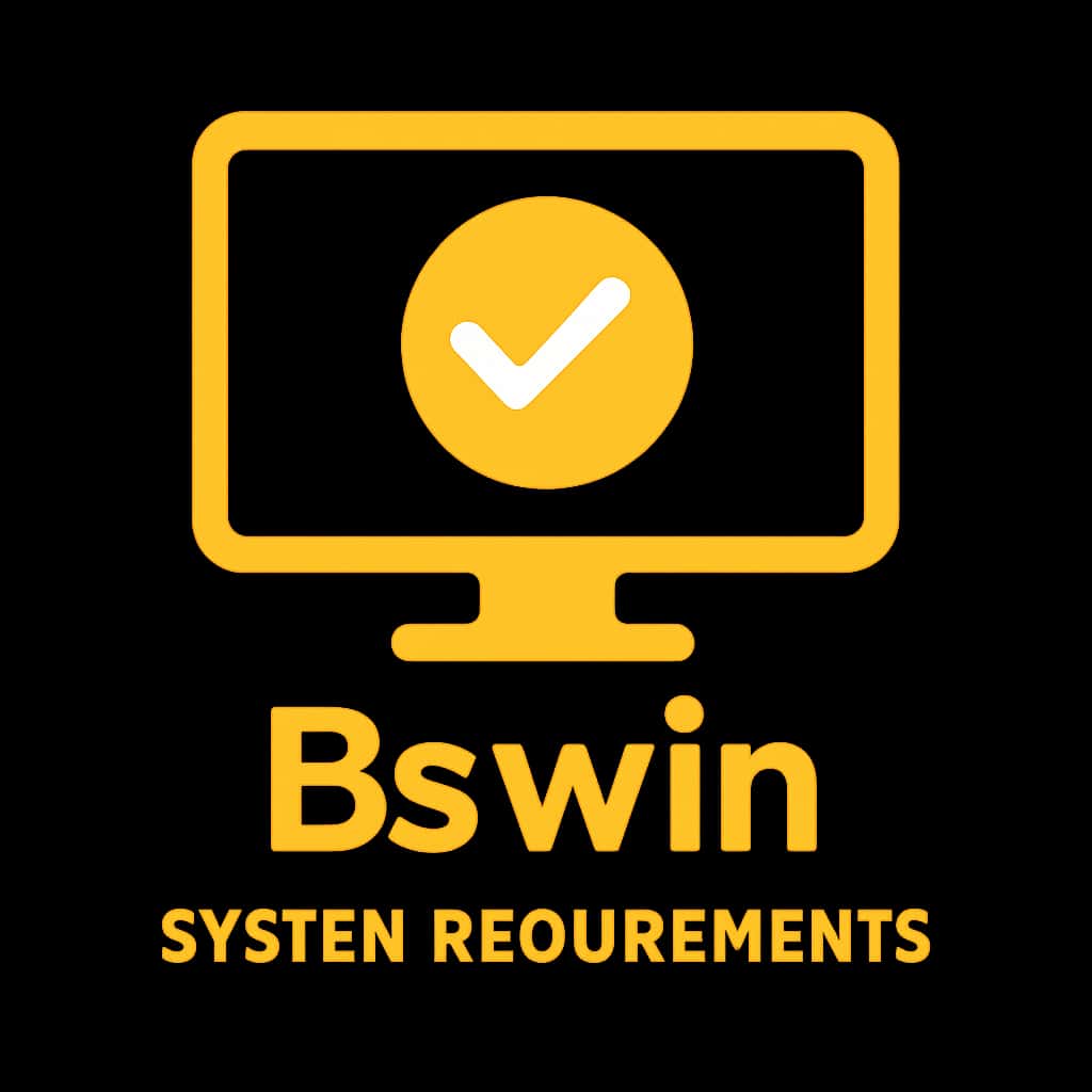 A badge indicating the system requirements for the Bswin App.