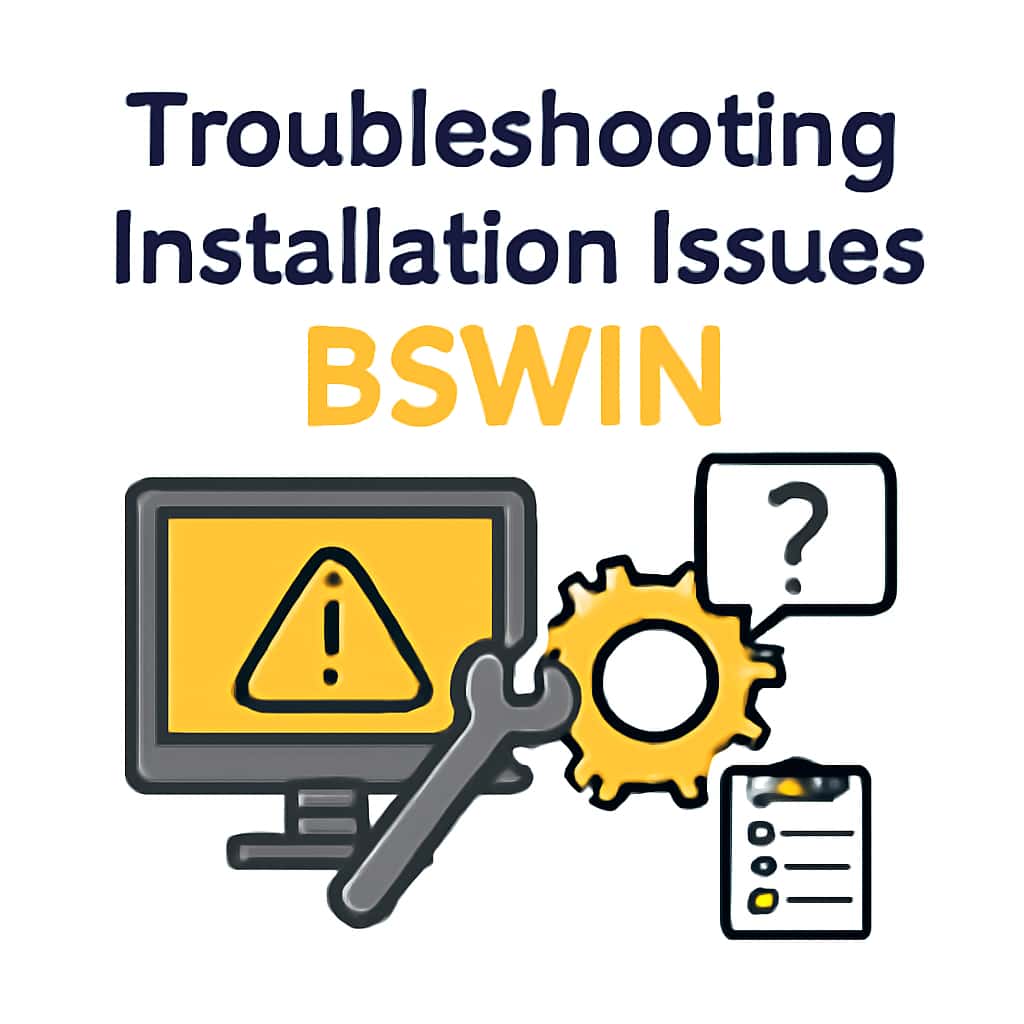 An educational diagram explaining the troubleshooting process for Bswin installation.