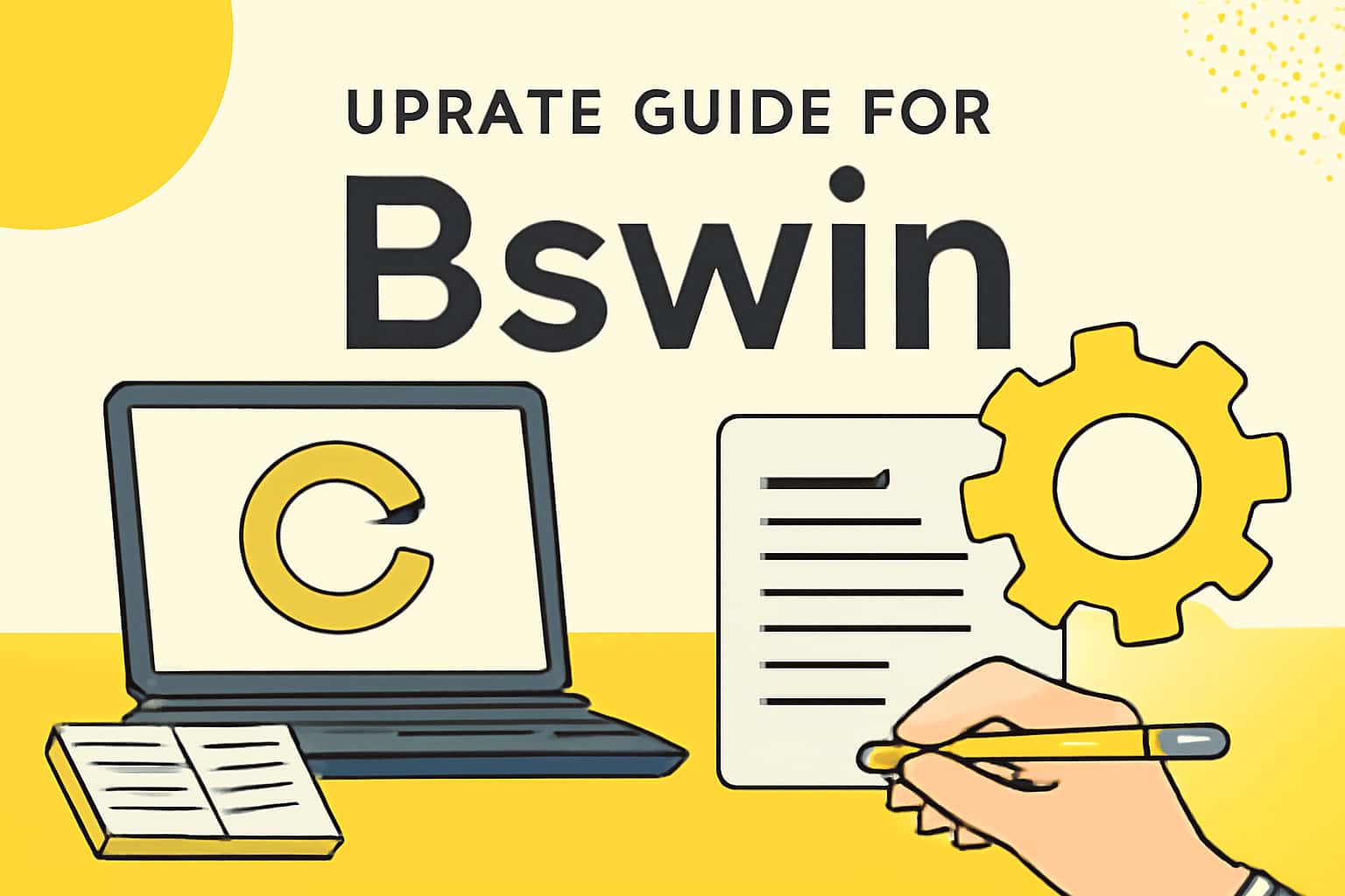A professional looking informational scene for the Update Guide for Bswin.