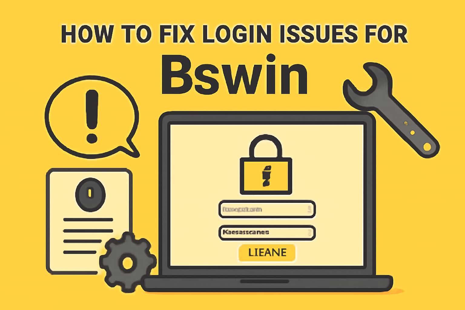 Informative scene about troubleshooting login issues for the Bswin app, featuring the text 'Bswin'.