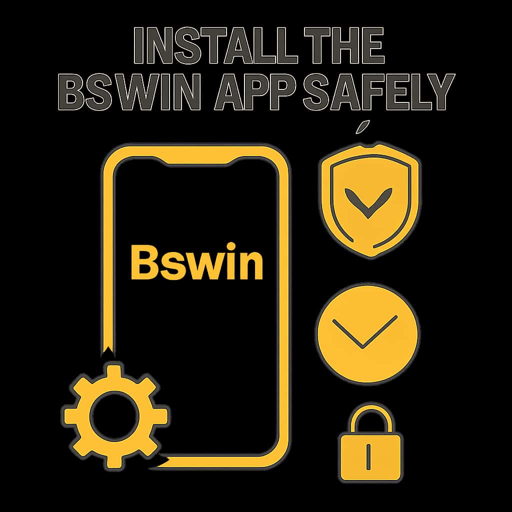 Illustration detailing the installation process of the Bswin app.