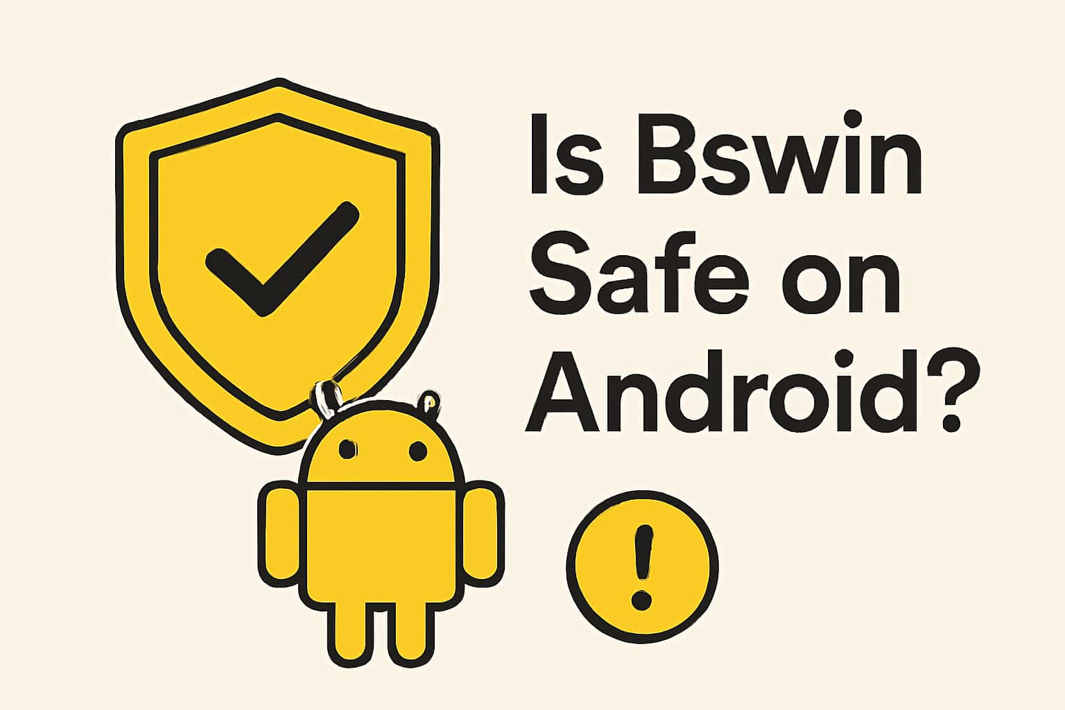 An informational graphic about the safety of the Bswin app on Android devices.