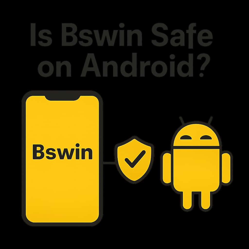 An illustration showcasing the installation steps for the Bswin app on Android devices.